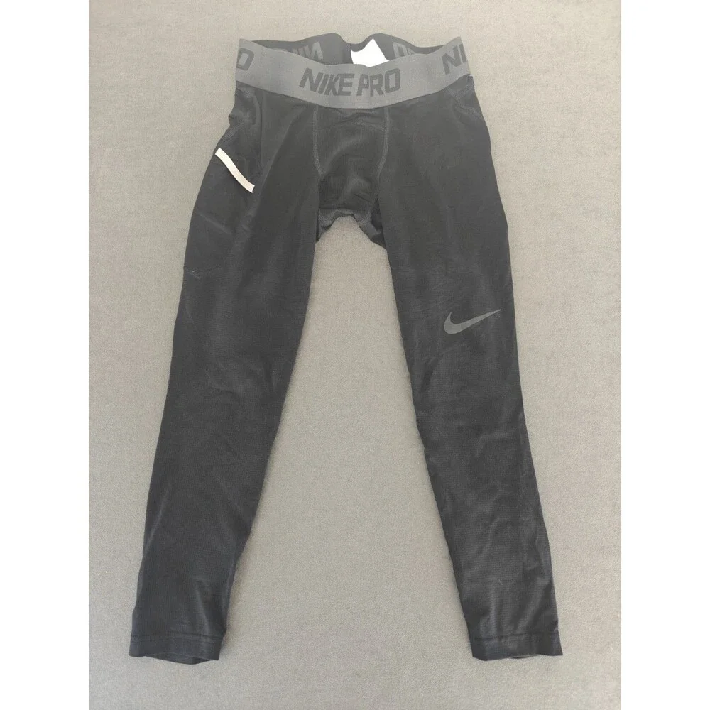 Nike Pro Dri-FIT Compression Leggings Men's M Black Athletic Pocket